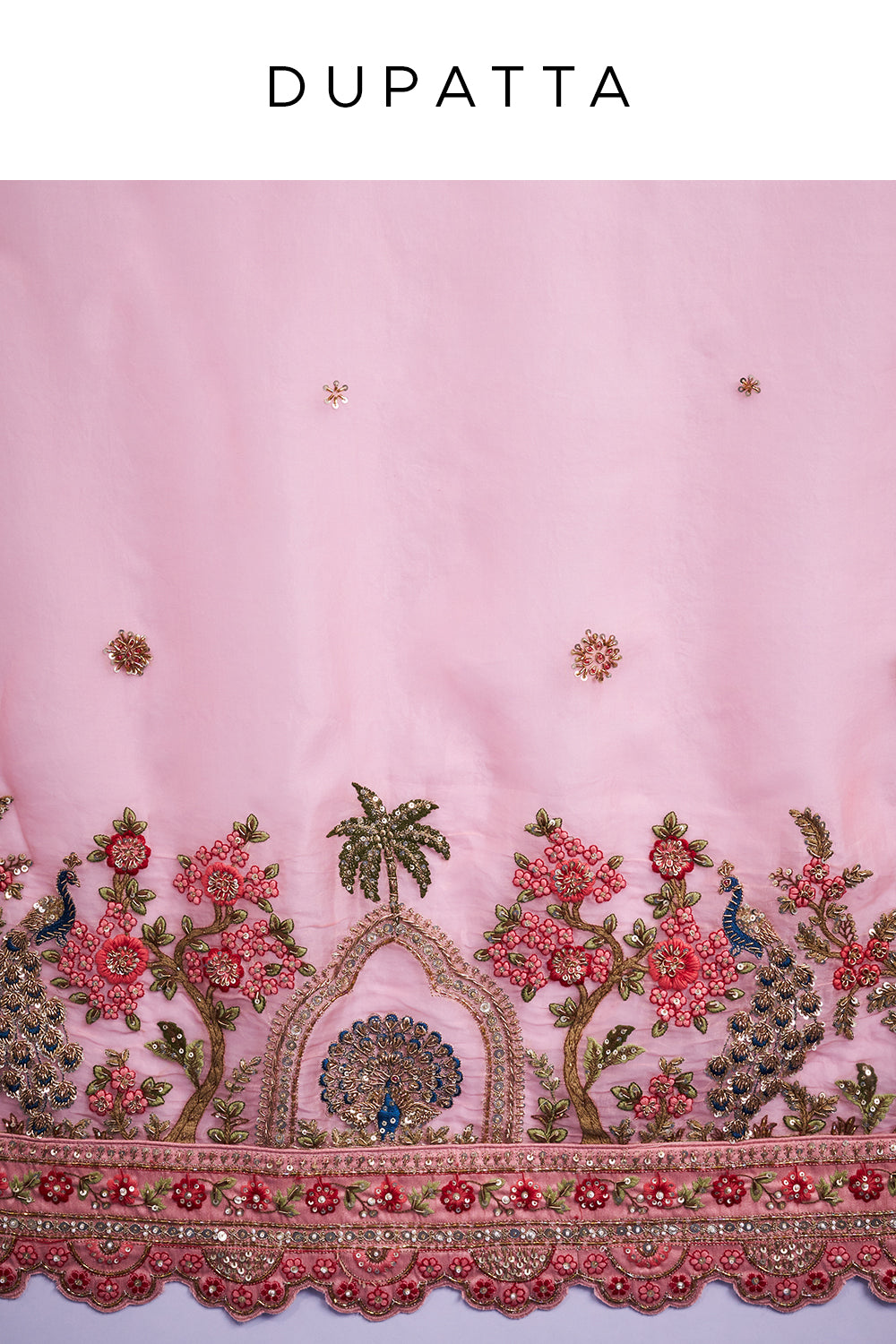 Pink Silk Bridal Lehenga with Zardozi and French Knot Work