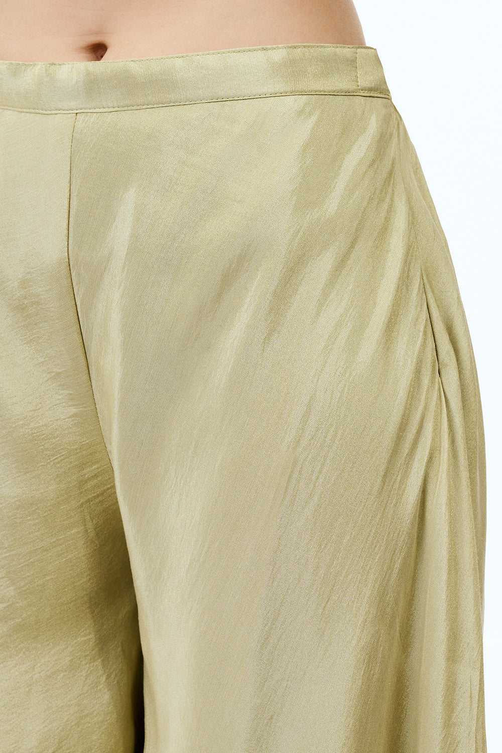 Pista Green Tissue Silk Palazzo Set With Cutdana and Resham Work