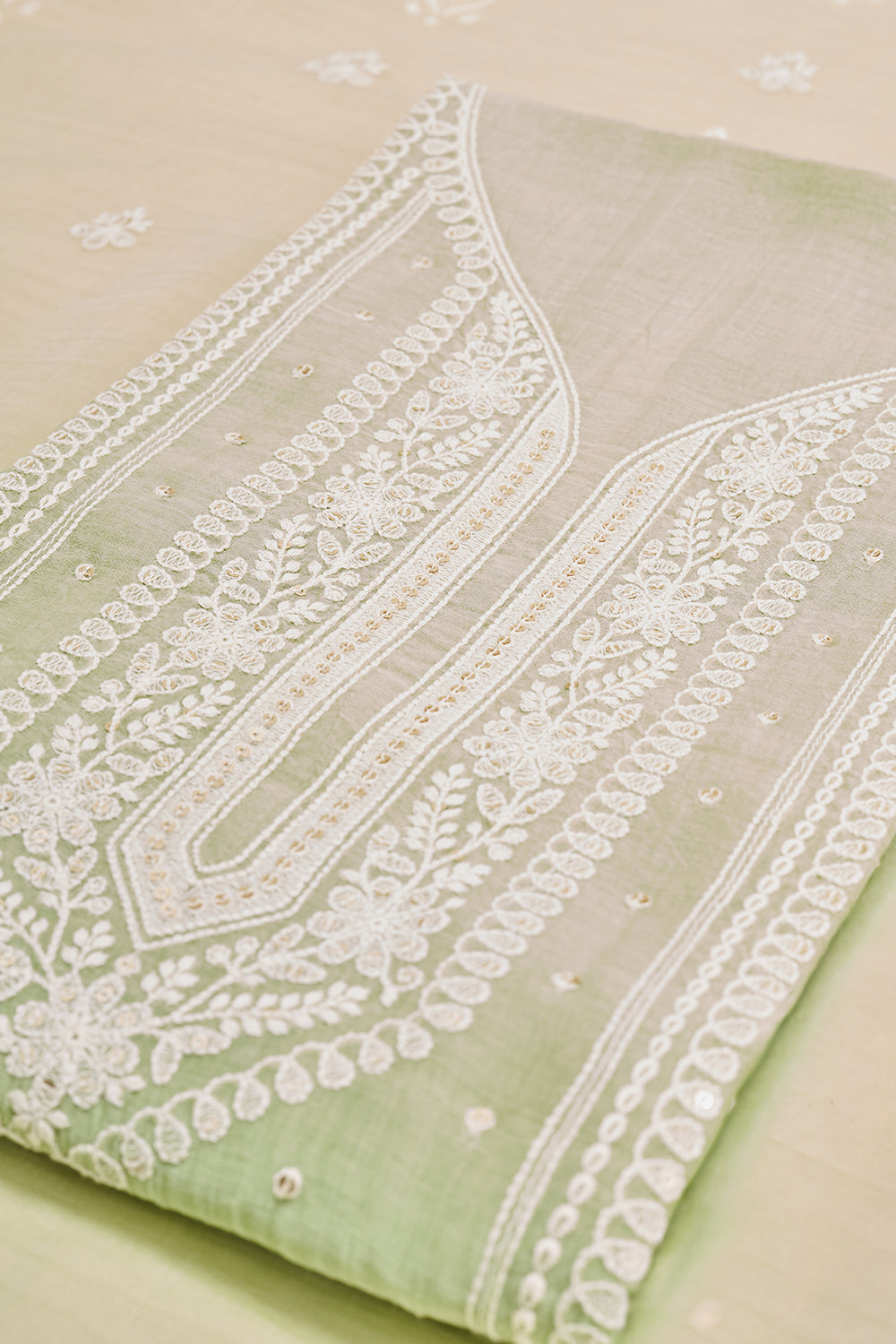 Pistachio Green Resham Embroidered Unstitched Suit Set