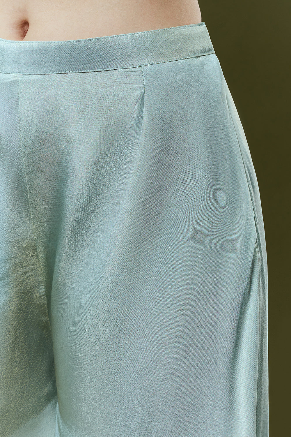 Powder Blue Tissue Palazzo Set With Resham and Cutdana Work