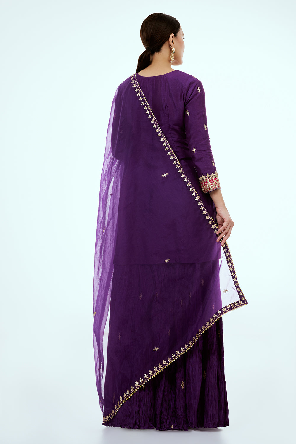 Purple Art Silk Palazzo Set with Zardosi Work