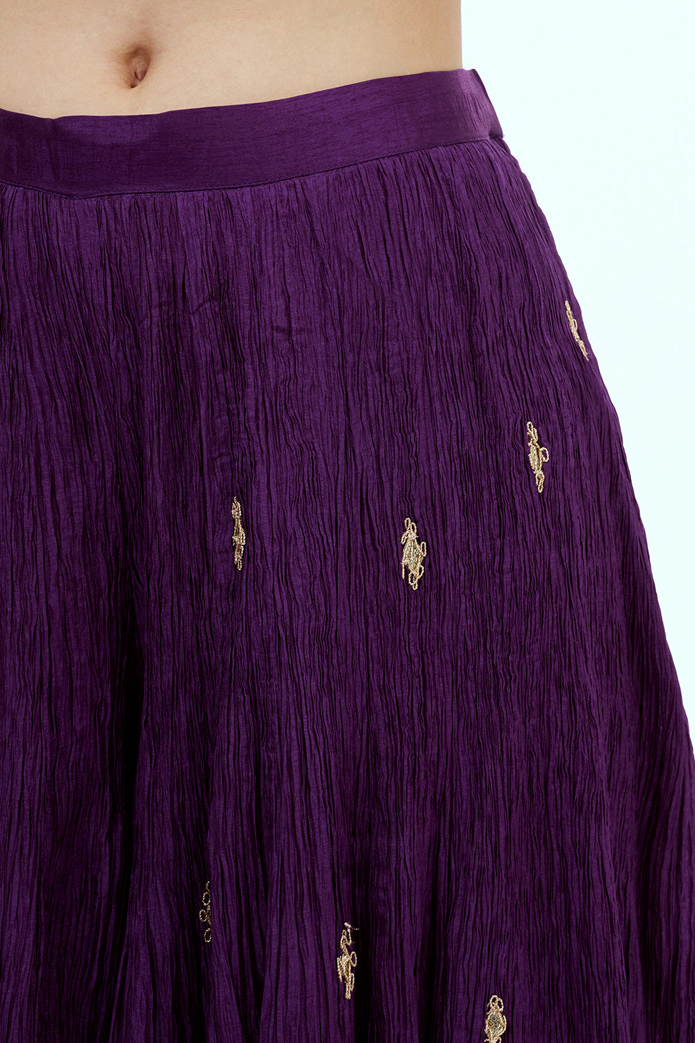 Purple Art Silk Palazzo Set with Zardosi Work