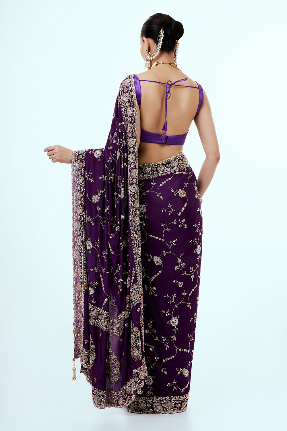 Purple Art Silk Saree with Jaal Work