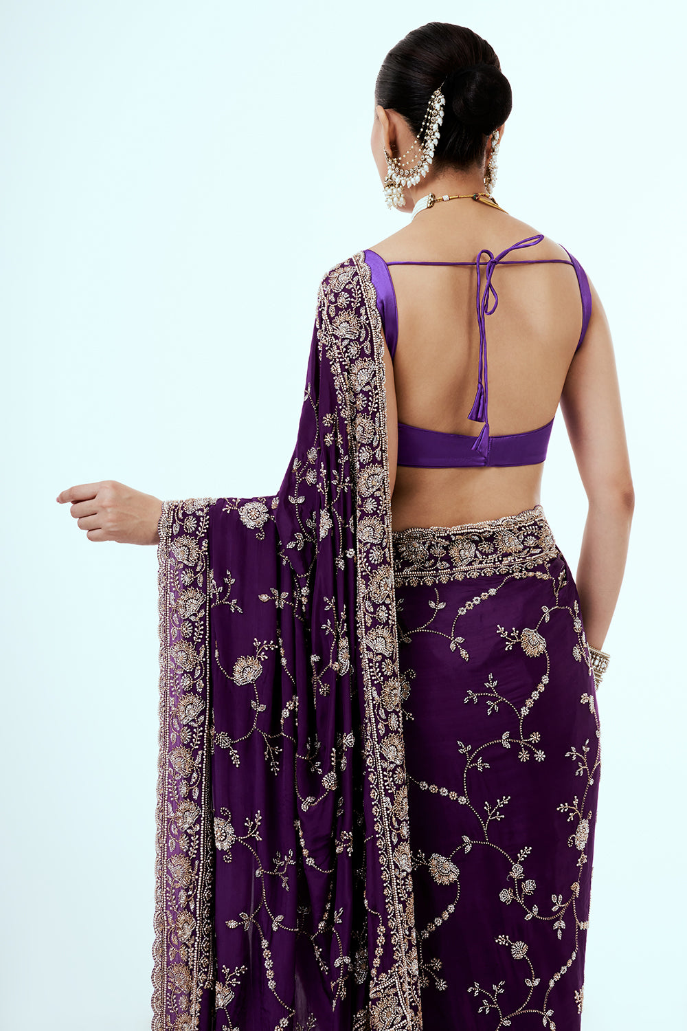 Purple Art Silk Saree with Jaal Work