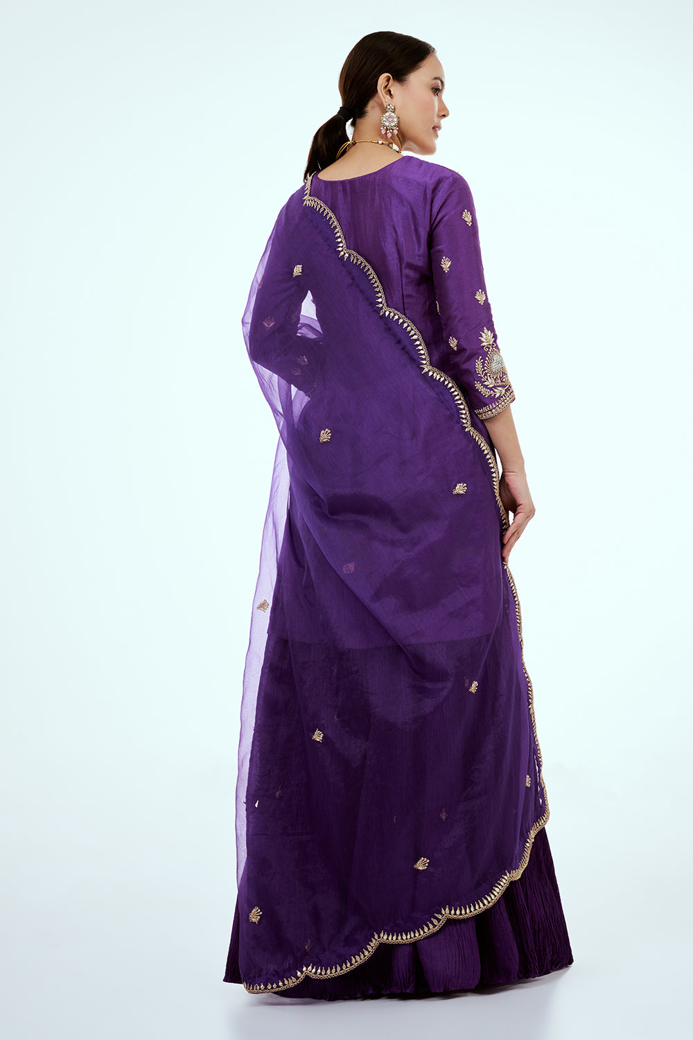 Purple Art Silk Suit Set with Gota Work