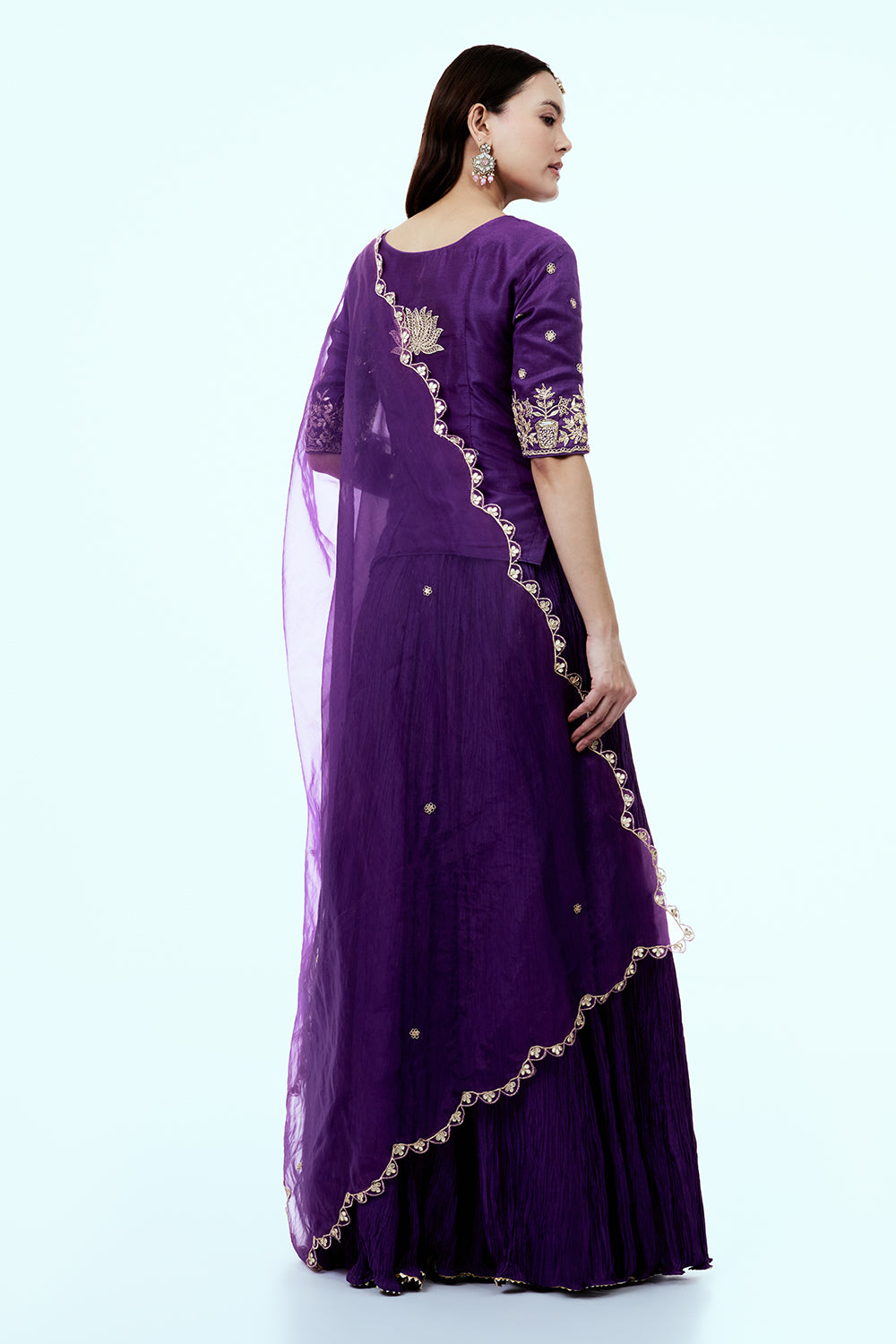 Purple Art Silk Suit Set with Zardosi Work