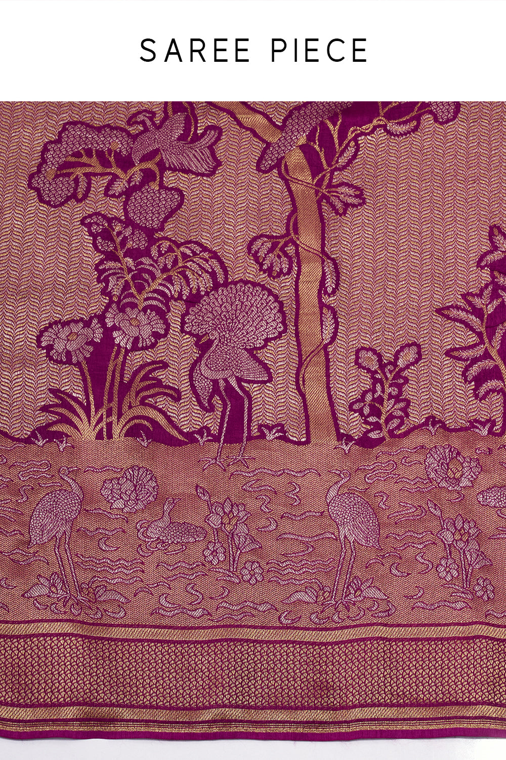 Purple Jacquard Silk Woven Saree with Nature Inspired Motifs