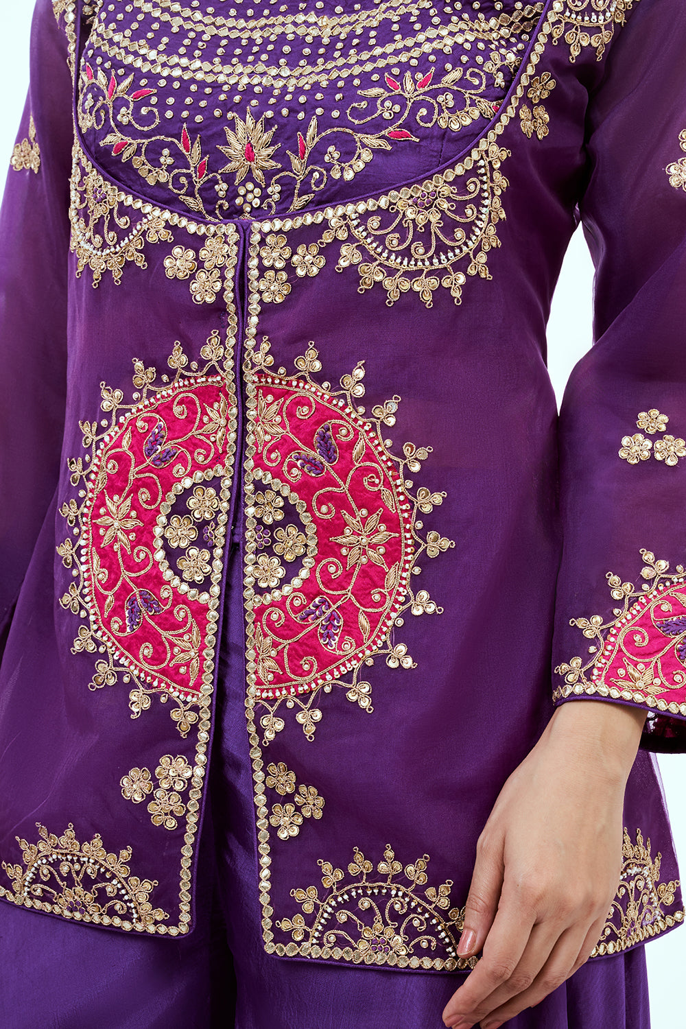 Purple Uppada Silk Co-ord Set with Zardosi Work