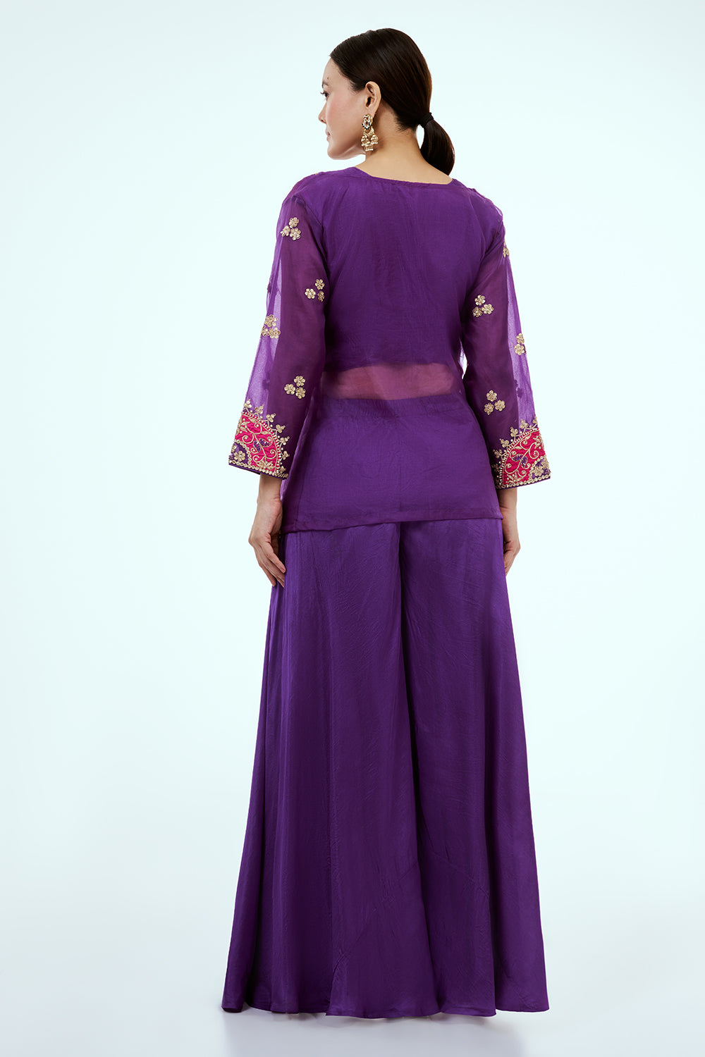 Purple Uppada Silk Co-ord Set with Zardosi Work