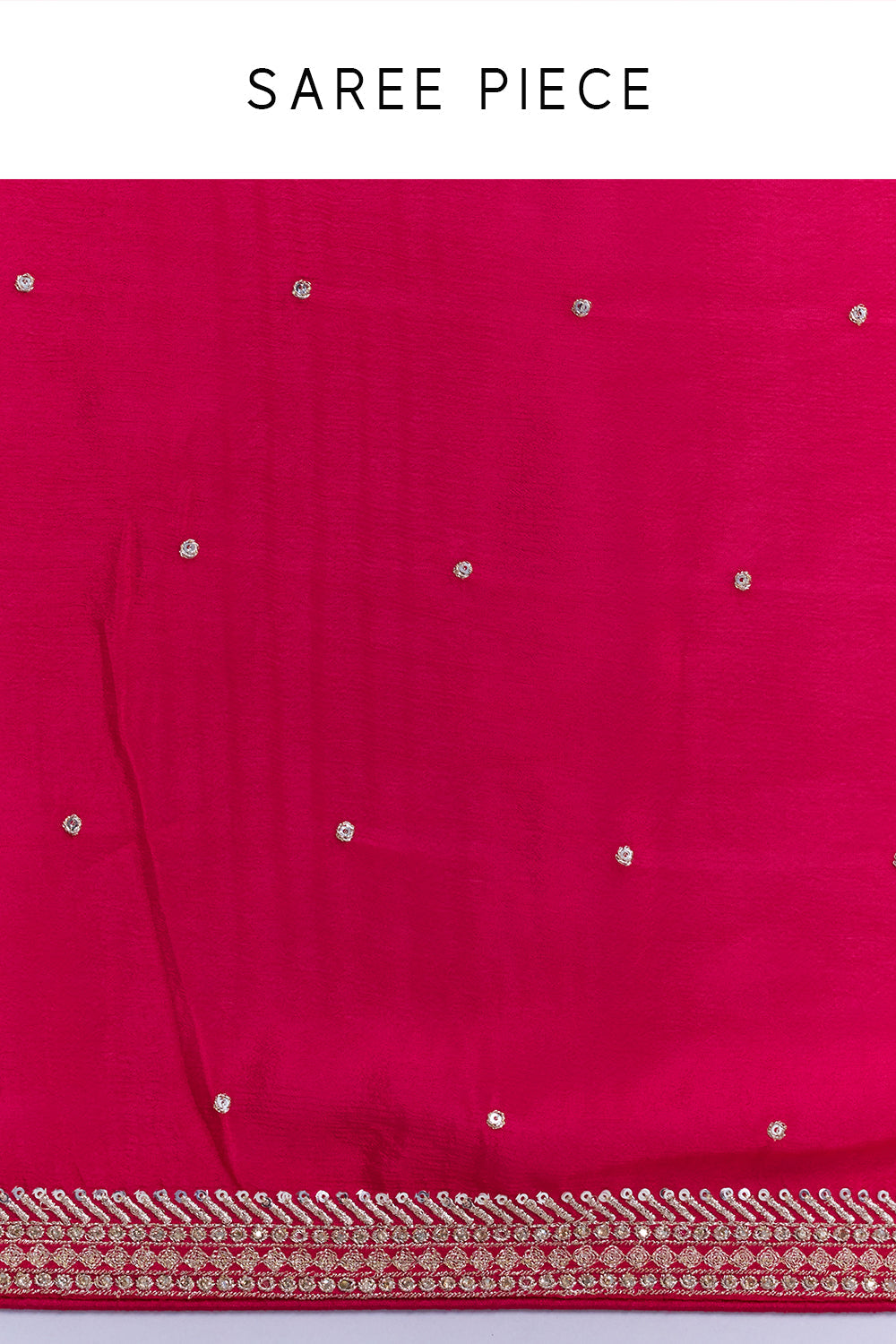 Rani Pink Crepe Saree with Butti Work And Stitched Blouse
