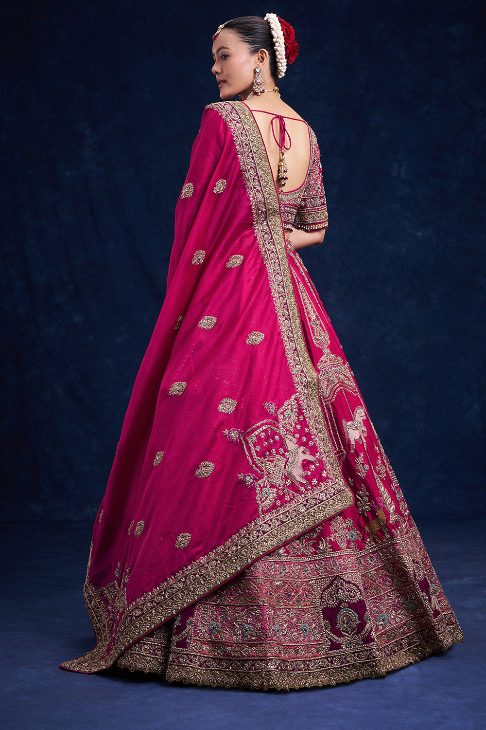 Rani Pink Raw Silk Bridal Lehenga with Regal Zardozi Work