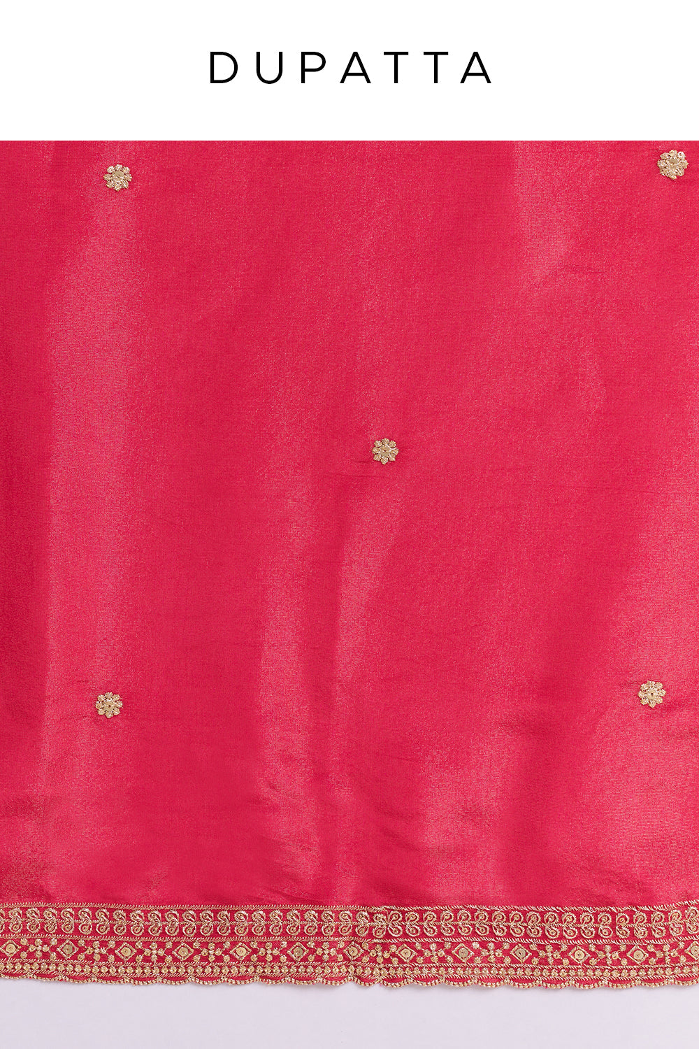 Rani Pink Shimmer Tissue Kurta Set with Zari Embroidery