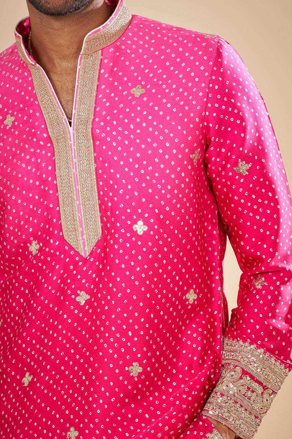 Rani Pink Silk Kurta Set with Cutdana Embroidery