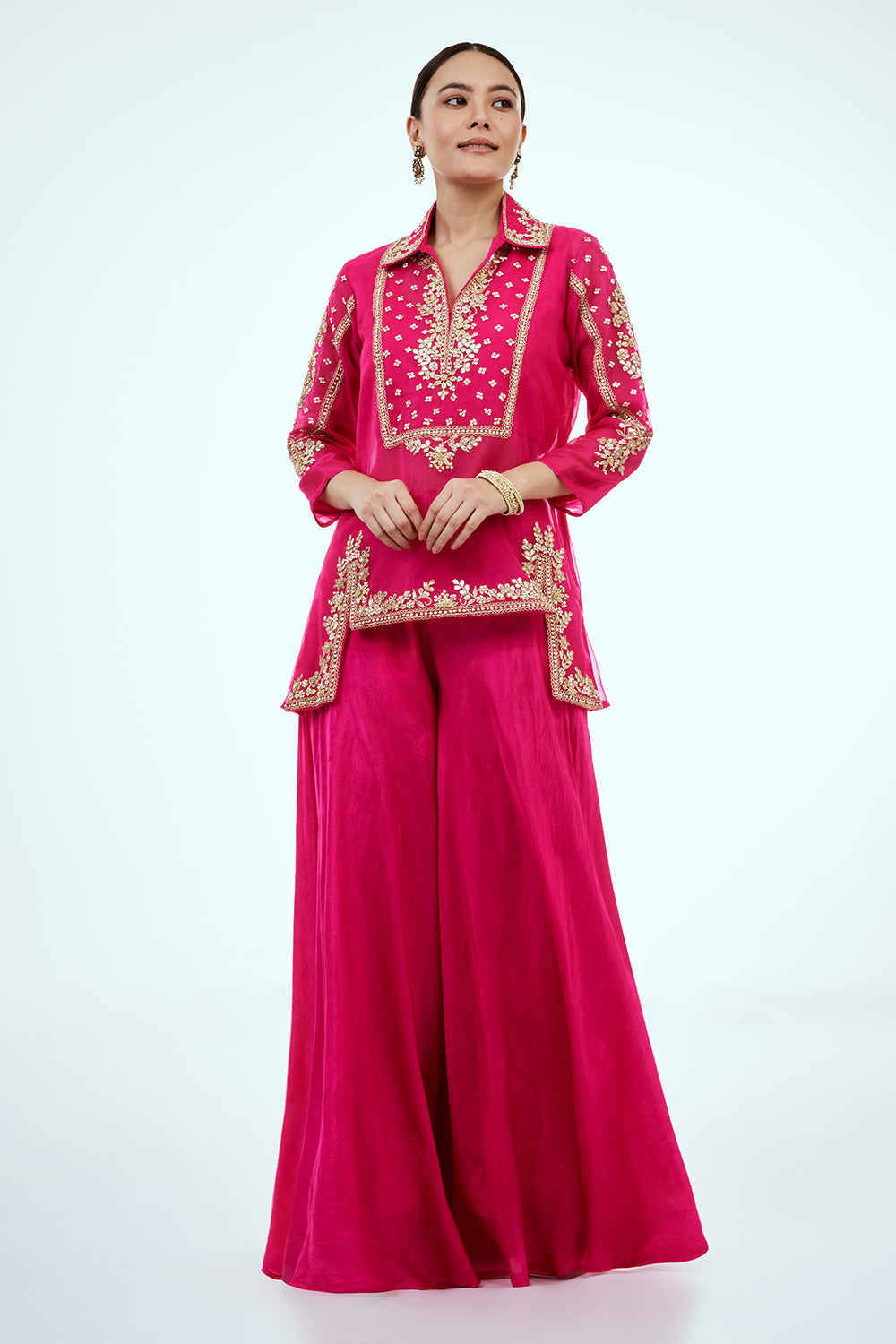Rani Pink Uppada Silk Co-ord Set with Zardosi Work