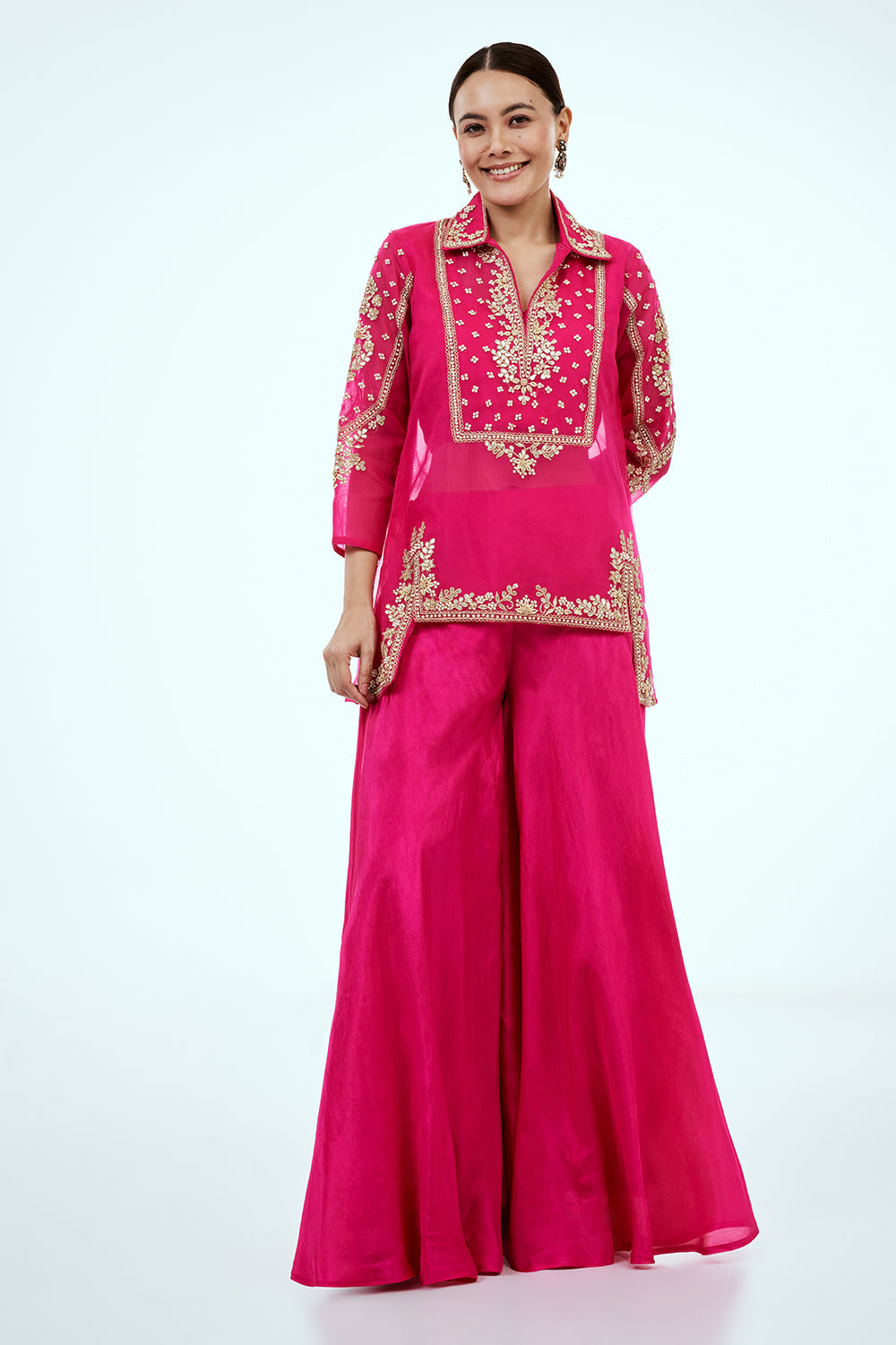 Rani Pink Uppada Silk Co-ord Set with Zardosi Work