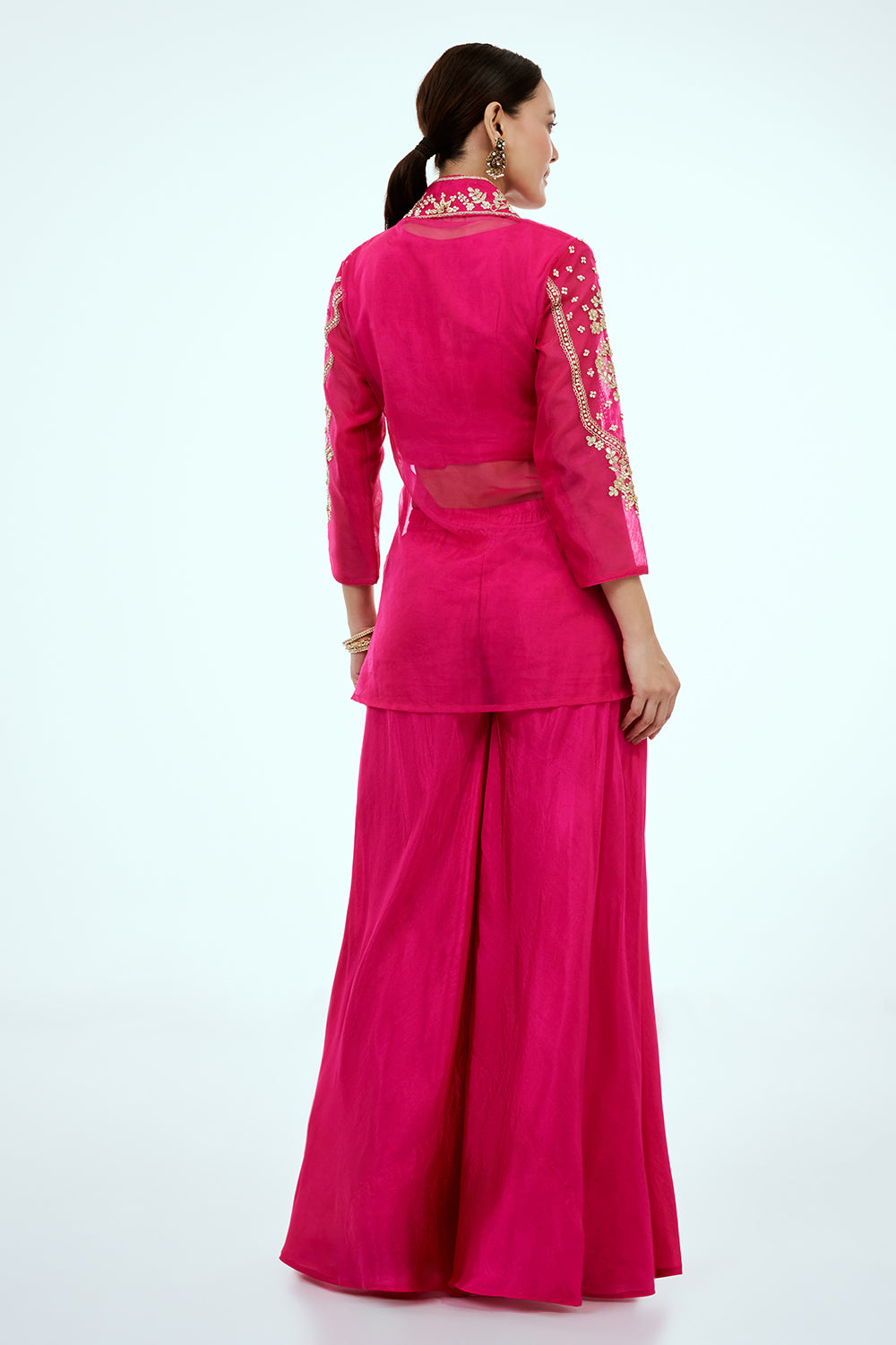 Rani Pink Uppada Silk Co-ord Set with Zardosi Work