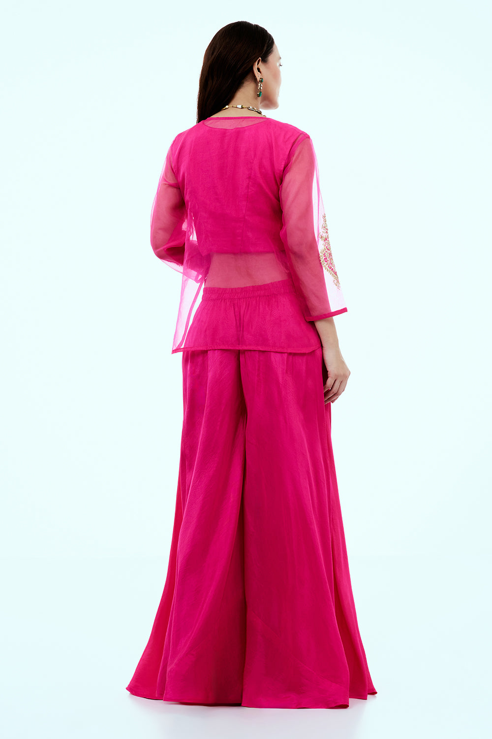 Rani Pink Uppada Silk Suit Set with Zardosi Work