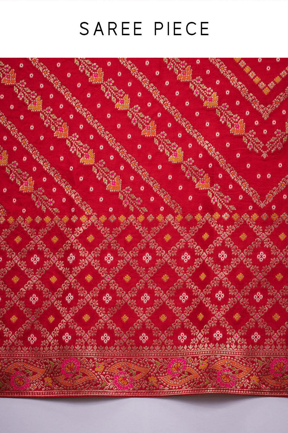 Red Banarasi Silk Patola Print Saree with Unstitched Blouse