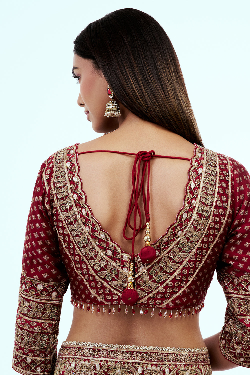 Red Organza Printed Saree with Zari Embroidery