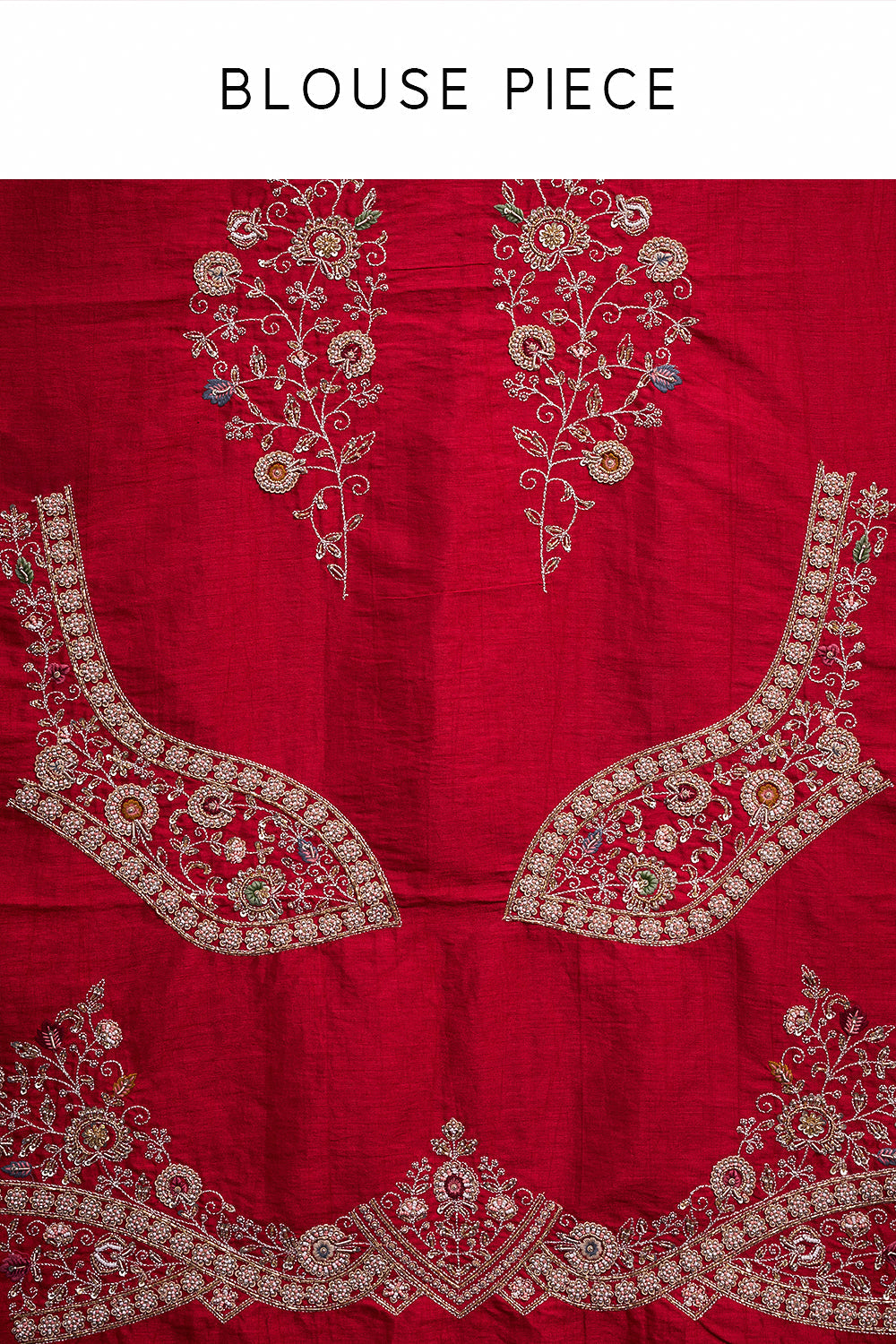 Red Raw Silk Bridal Lehenga with Pearl and Cutdana Work