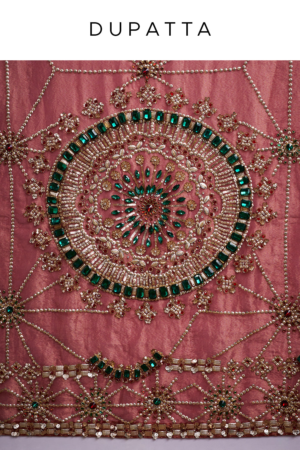 Red Tissue Silk Bridal Lehenga with Stone, Sequin, and Bead Work