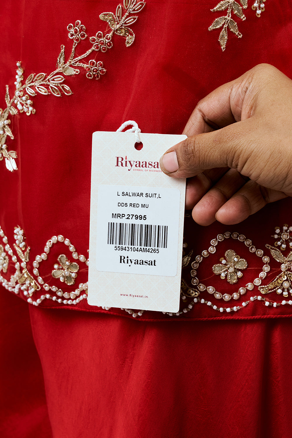 Red Uppada Silk Co-ord Set with Gota Work