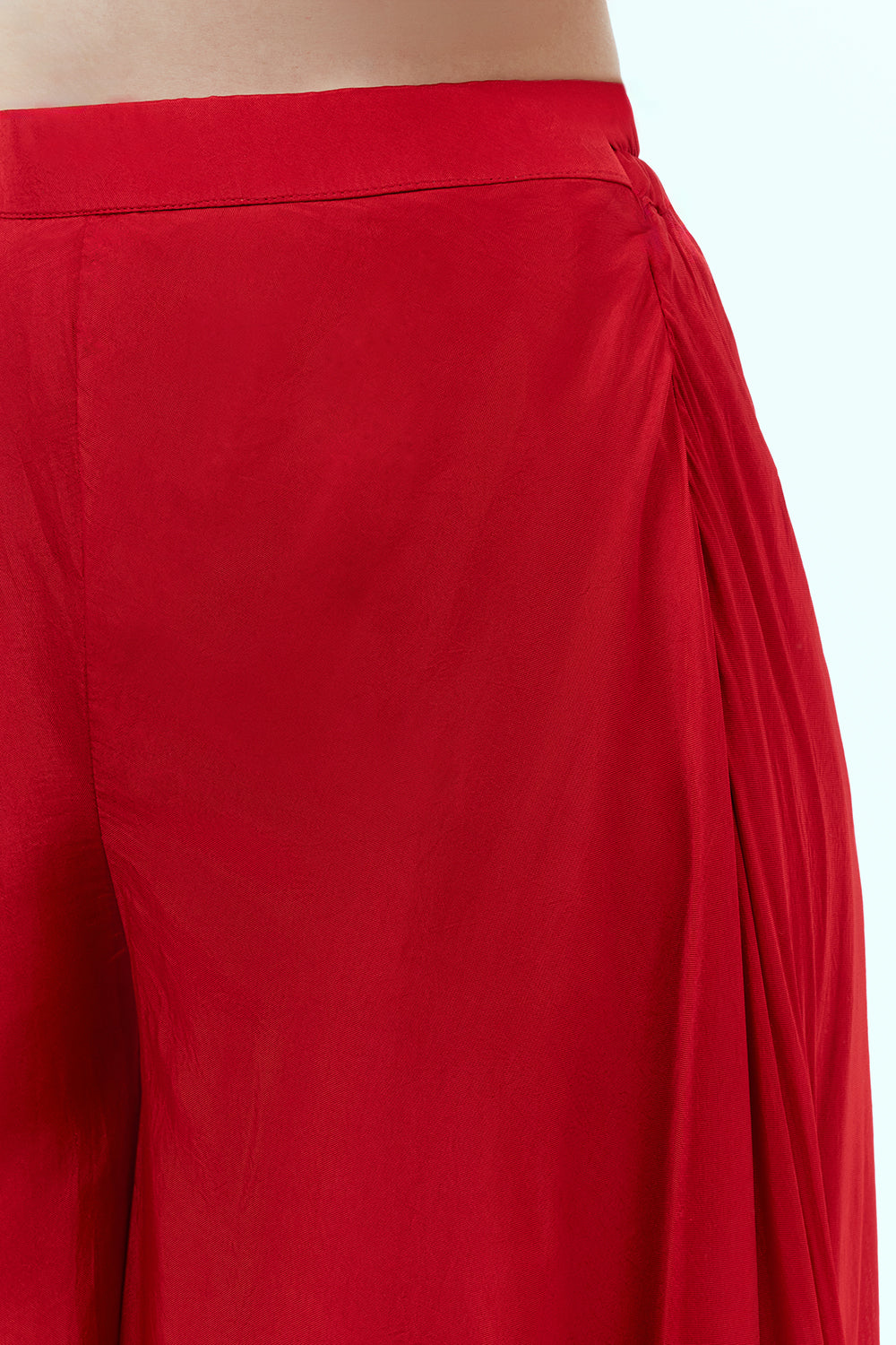 Red Uppada Silk Suit Set with Zardosi Work