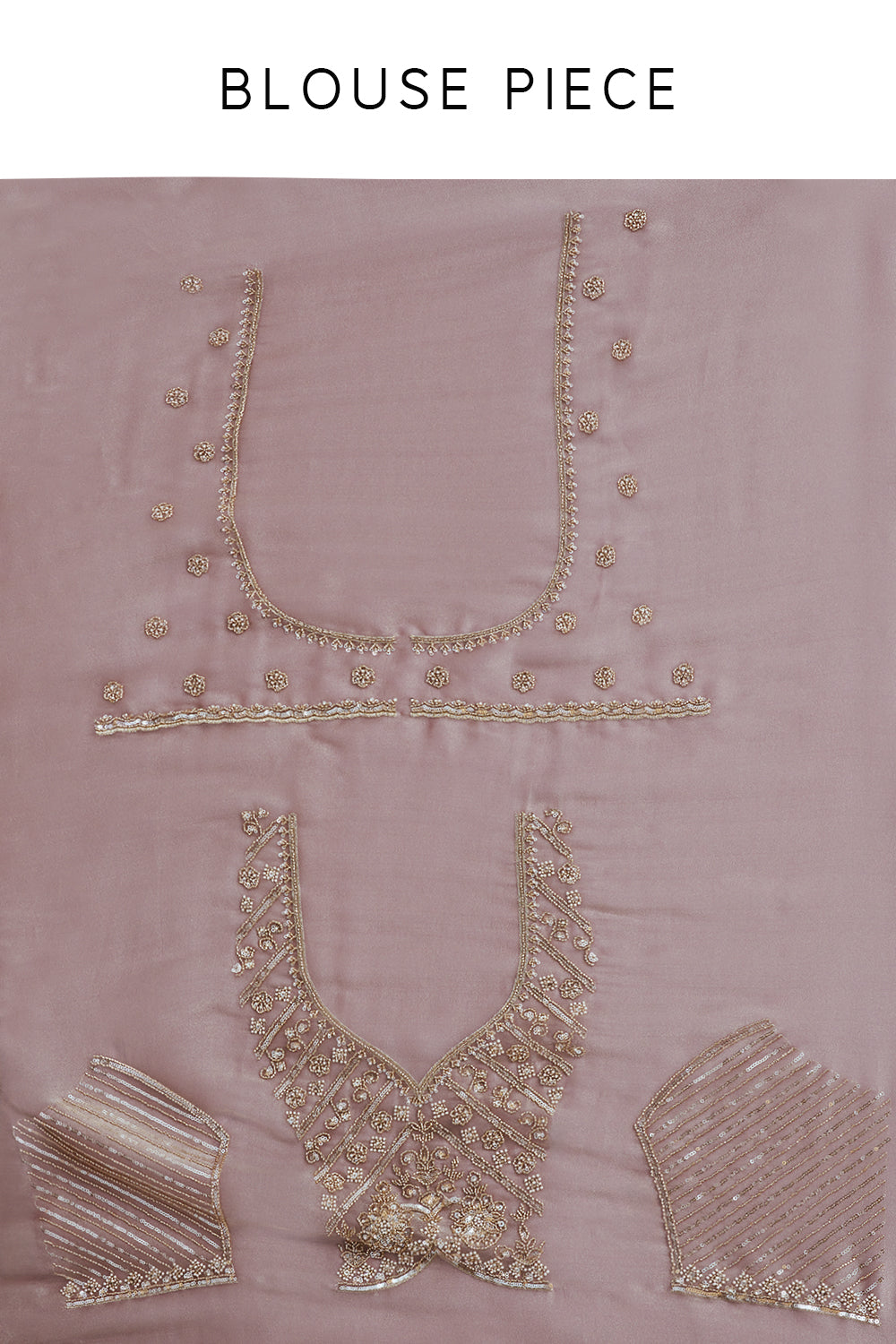Rose Gold Shimmer Organza Saree with Bead Work