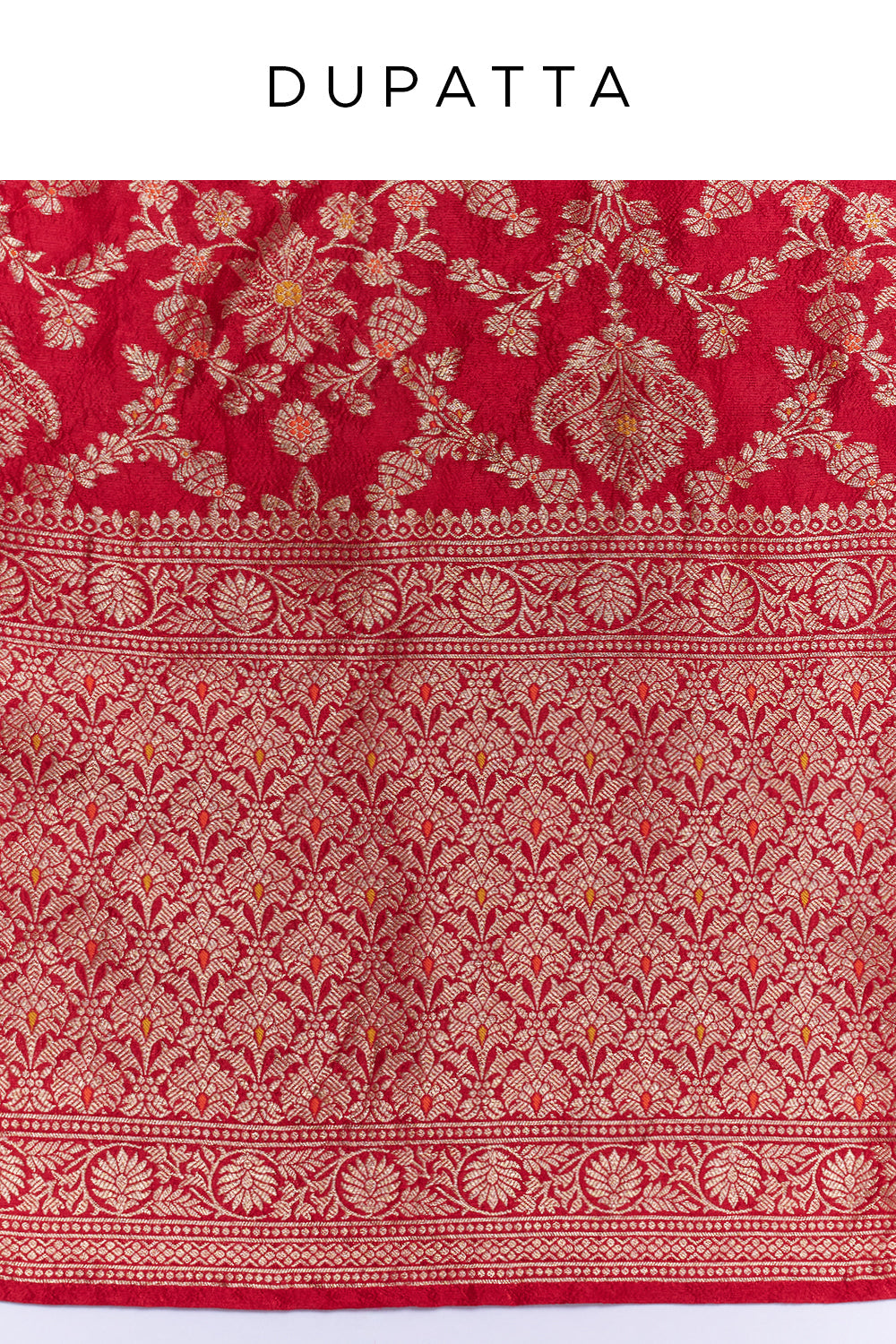 Rose Gold Brocade Anarkali Suit with Crimson Red Dupatta