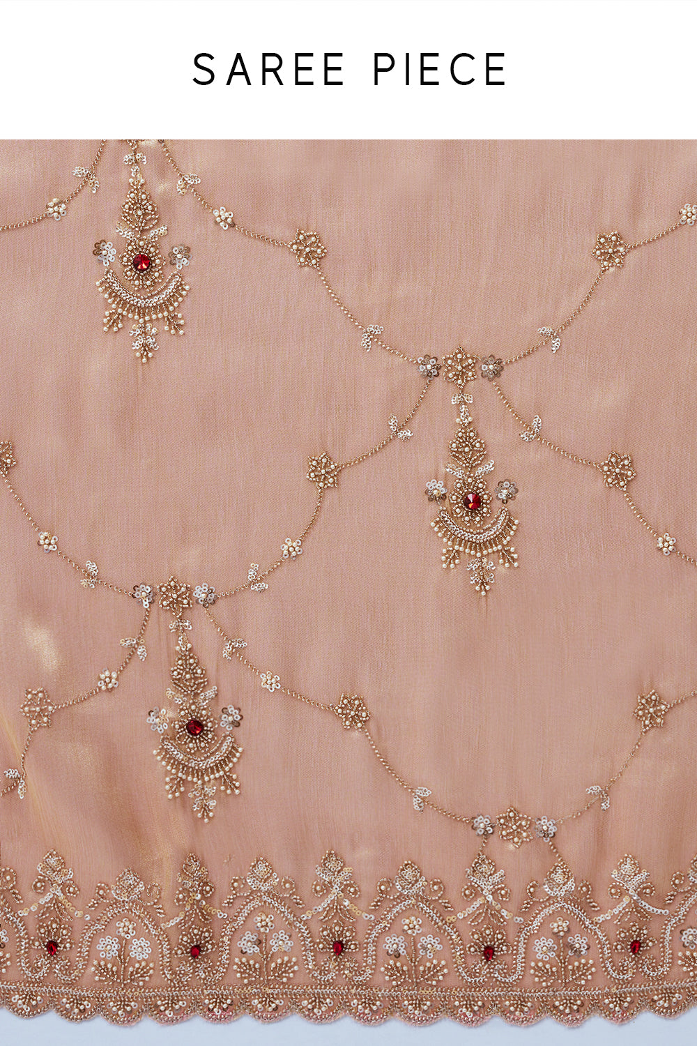 Rose Gold Tissue Saree with Cutdana Work