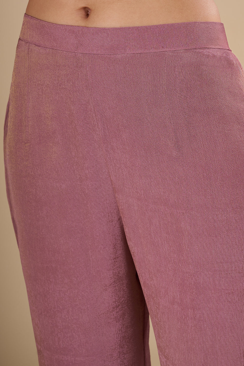 Rose Mauve Silk Blend Kurta Set with Zari and Sequins Handwork