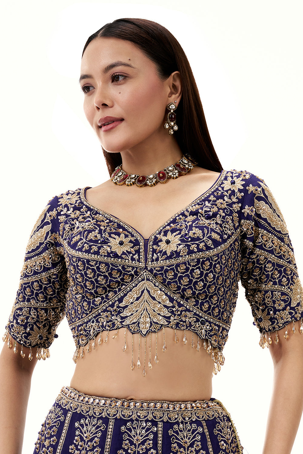 Royal Blue Art Silk Lehenga with with Zari and Cutdana Work