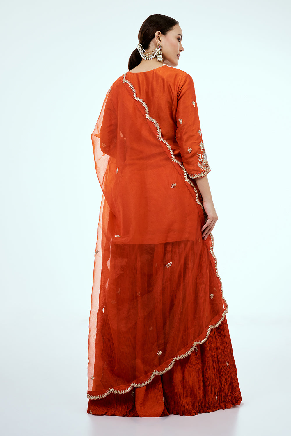 Rust Silk Suit Set with Zardosi Work
