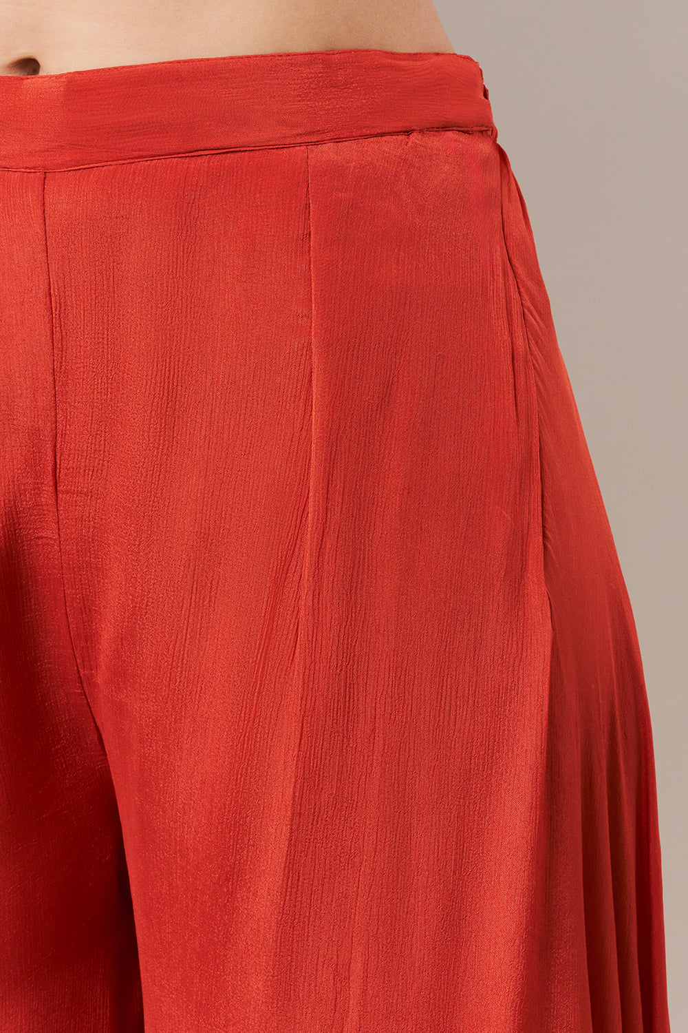 Rust Chinon Palazzo Suit with Sequin and Zari Work