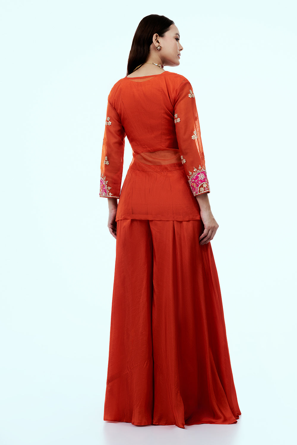 Rust Uppada Silk Suit Set with Gota Work