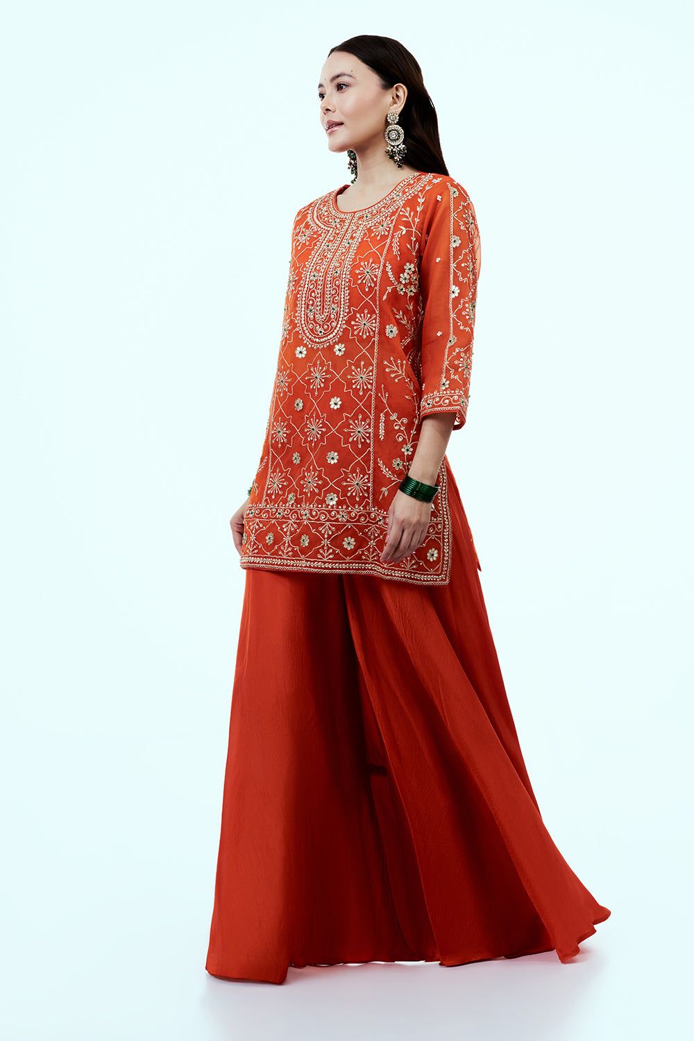 Rust Uppada Silk Suit Set with Zardosi Work
