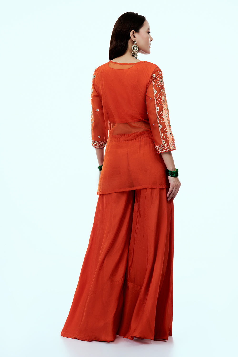 Rust Uppada Silk Suit Set with Zardosi Work