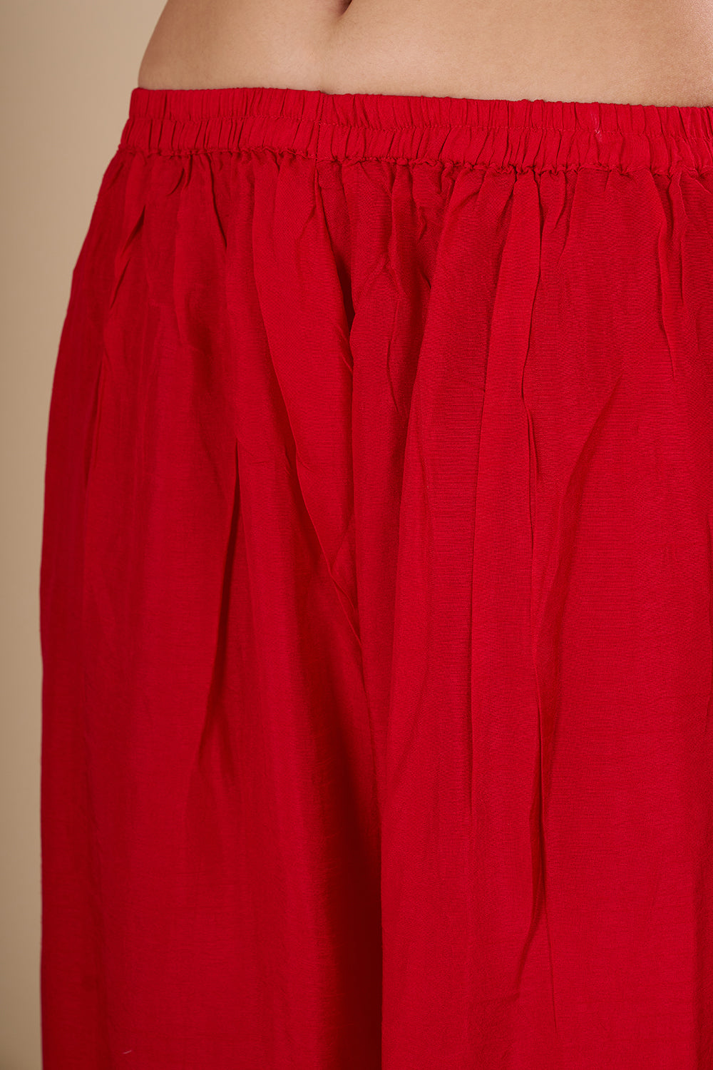 Classic Bandhej Polka Dots Scarlet Red Cotton Silk Kurta Set with Tassle Accents