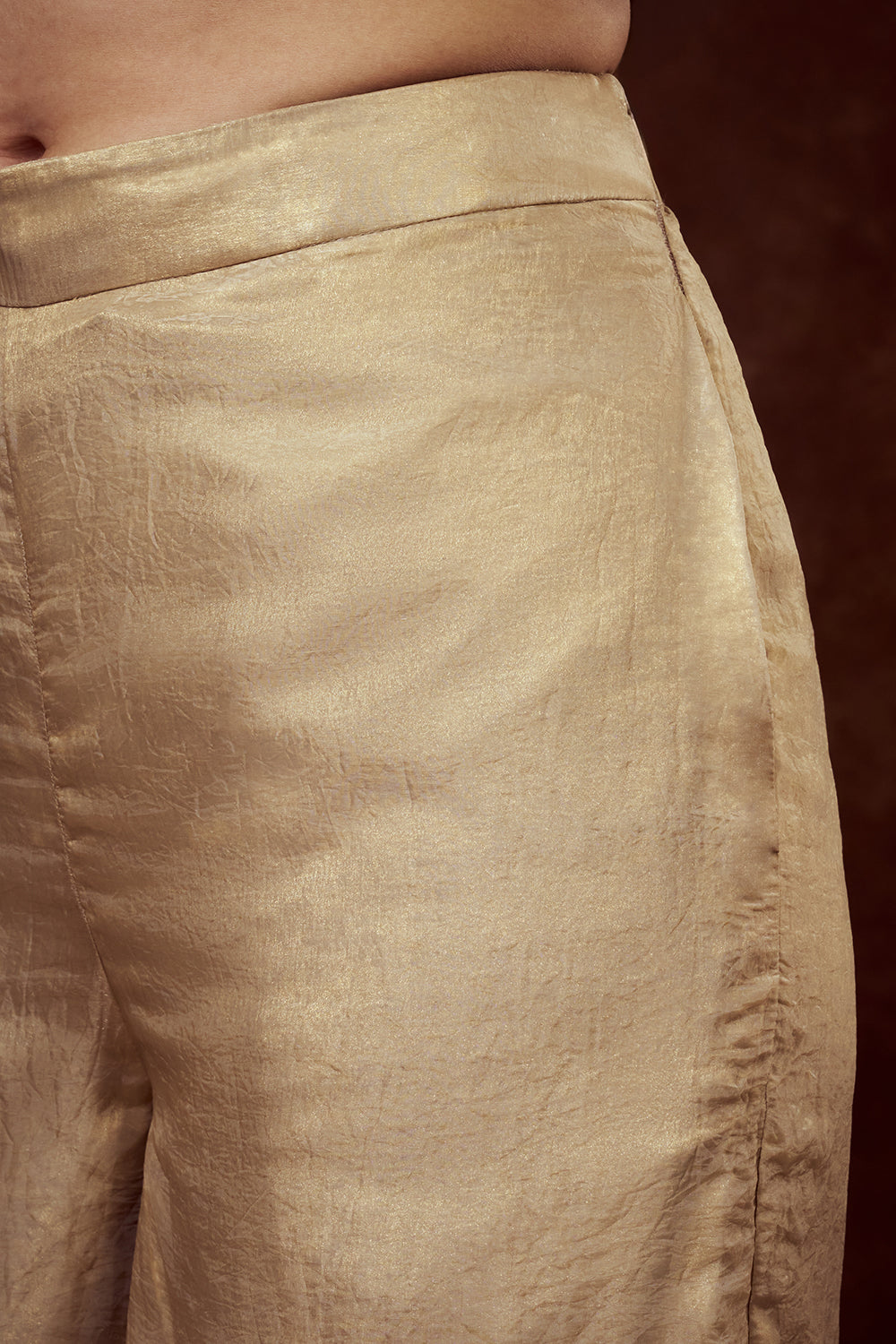Sea Green Embroidered Longline Jacket with Golden Palazzo Pants