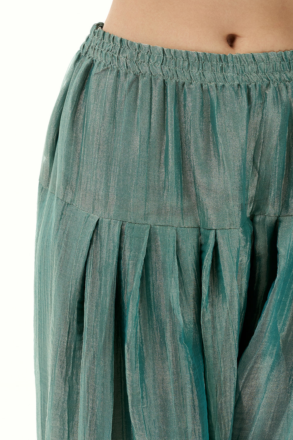 Sea Green Tissue Suit with Zardosi and Zari Work