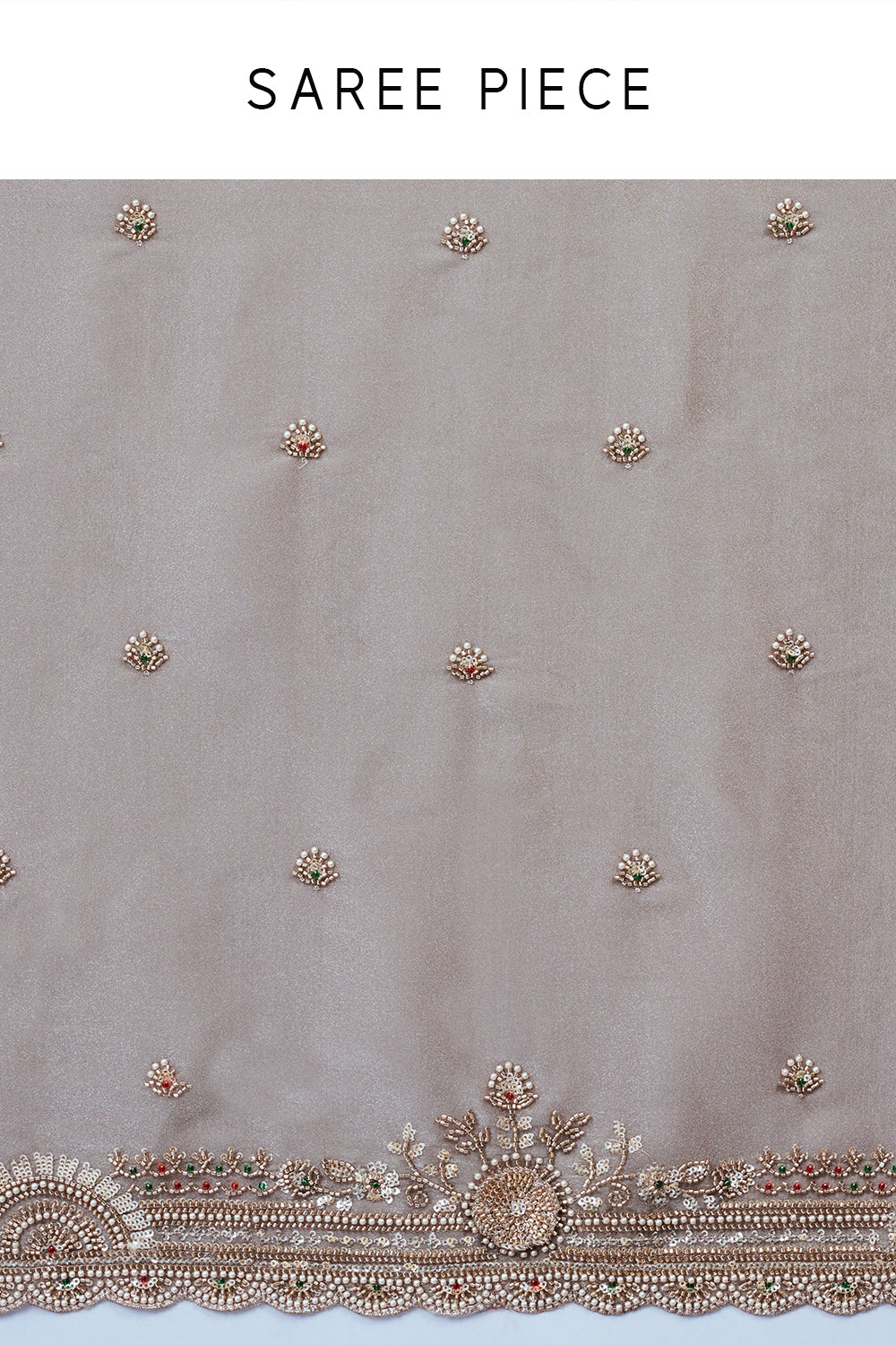 Steel Grey Organza Saree with Cutdana Work