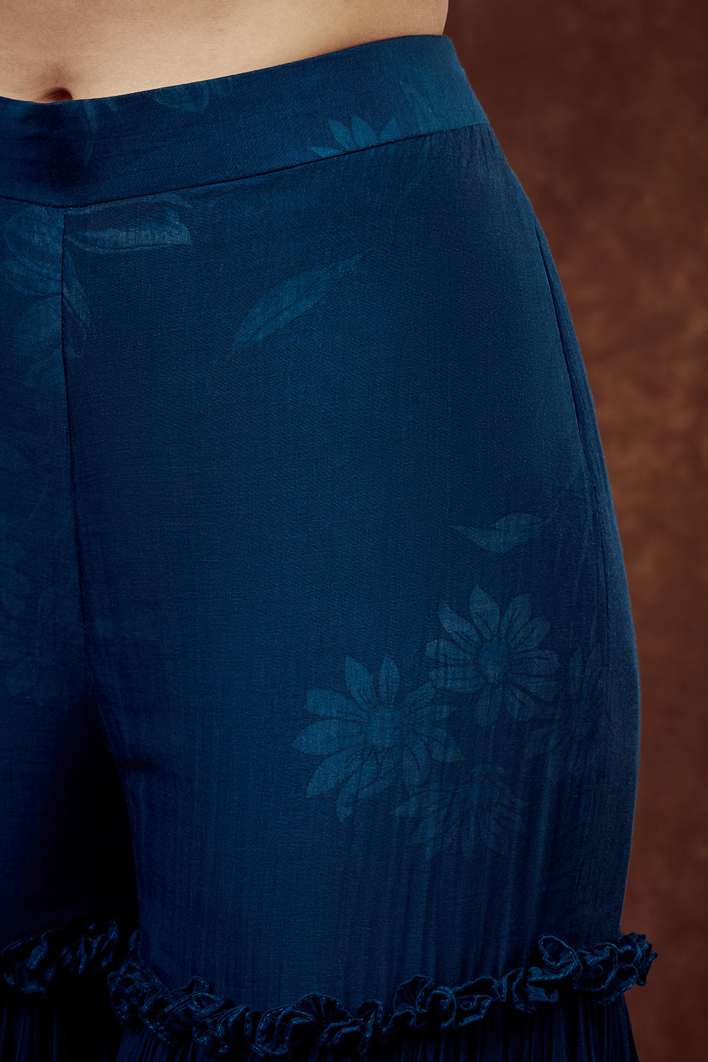 Teal Blue Mul Cotton Sharara Set with Zardozi Work