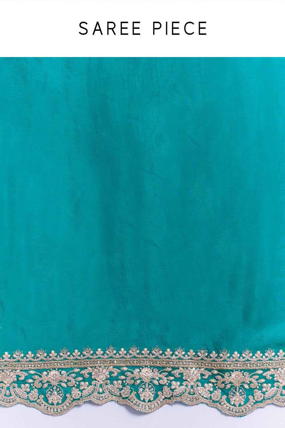 Teal Green Chiffon Saree with Stitched Blouse