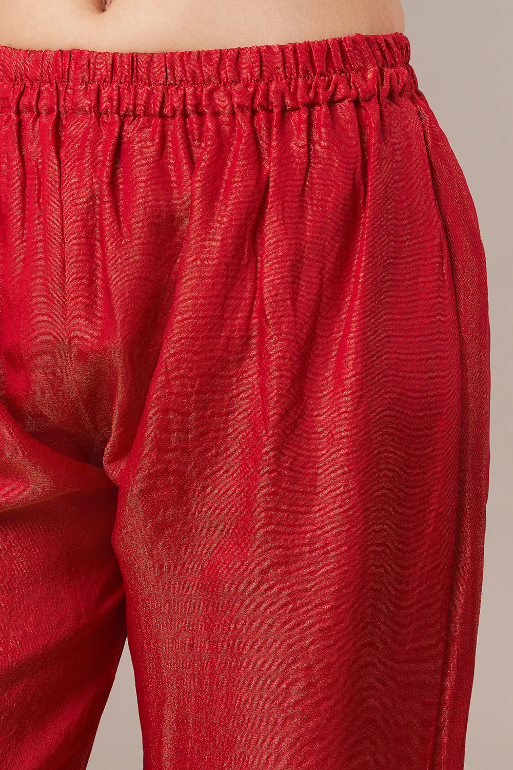 Tomato Red Chinon Sharara Suit with Resham and Cutdana Work