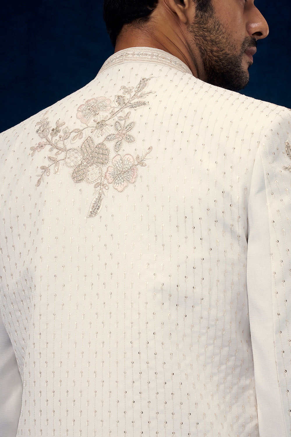 White Art Silk Indo Western Set with Resham and Zari Work