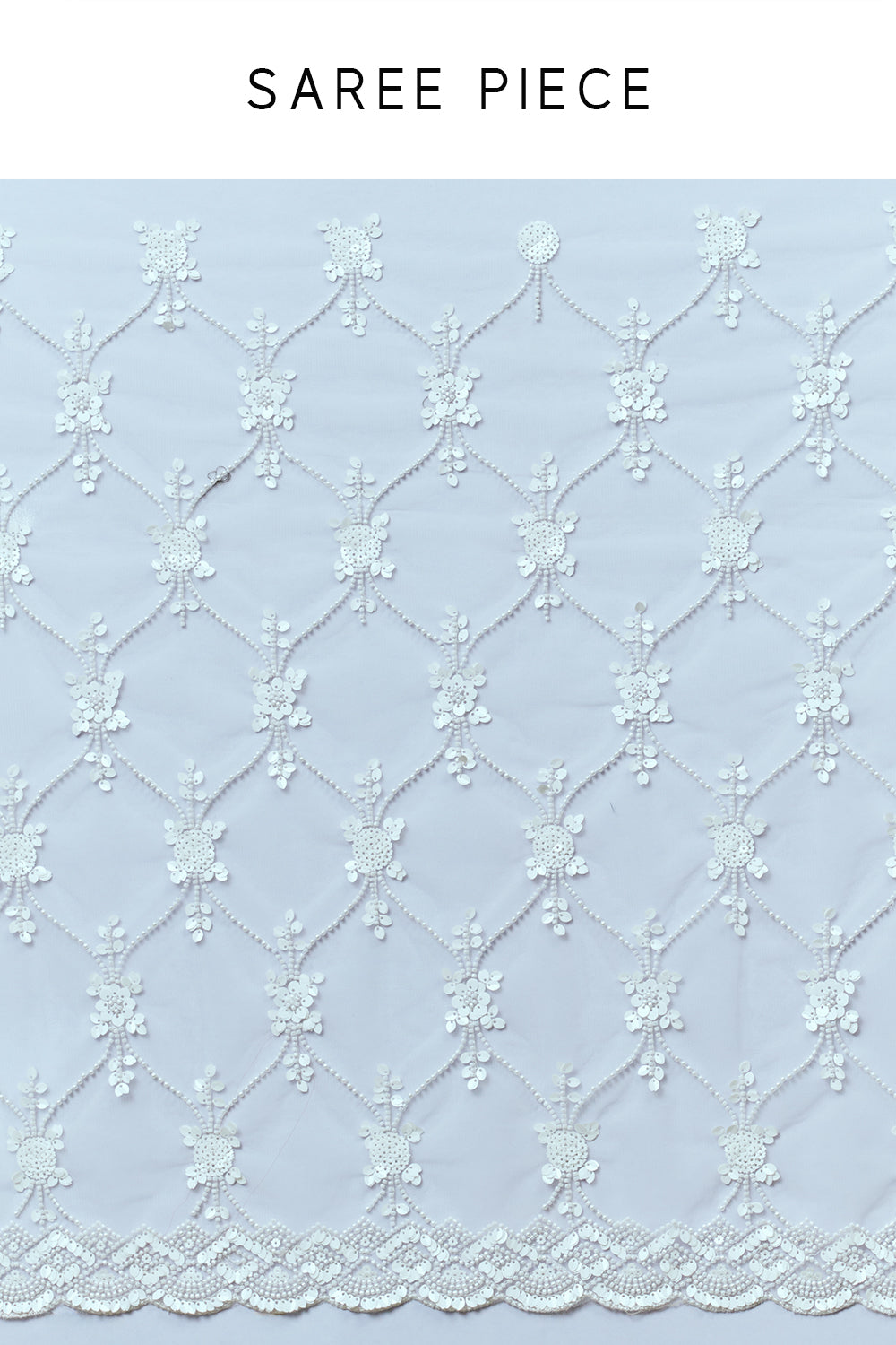 White Net Saree with Moti Work