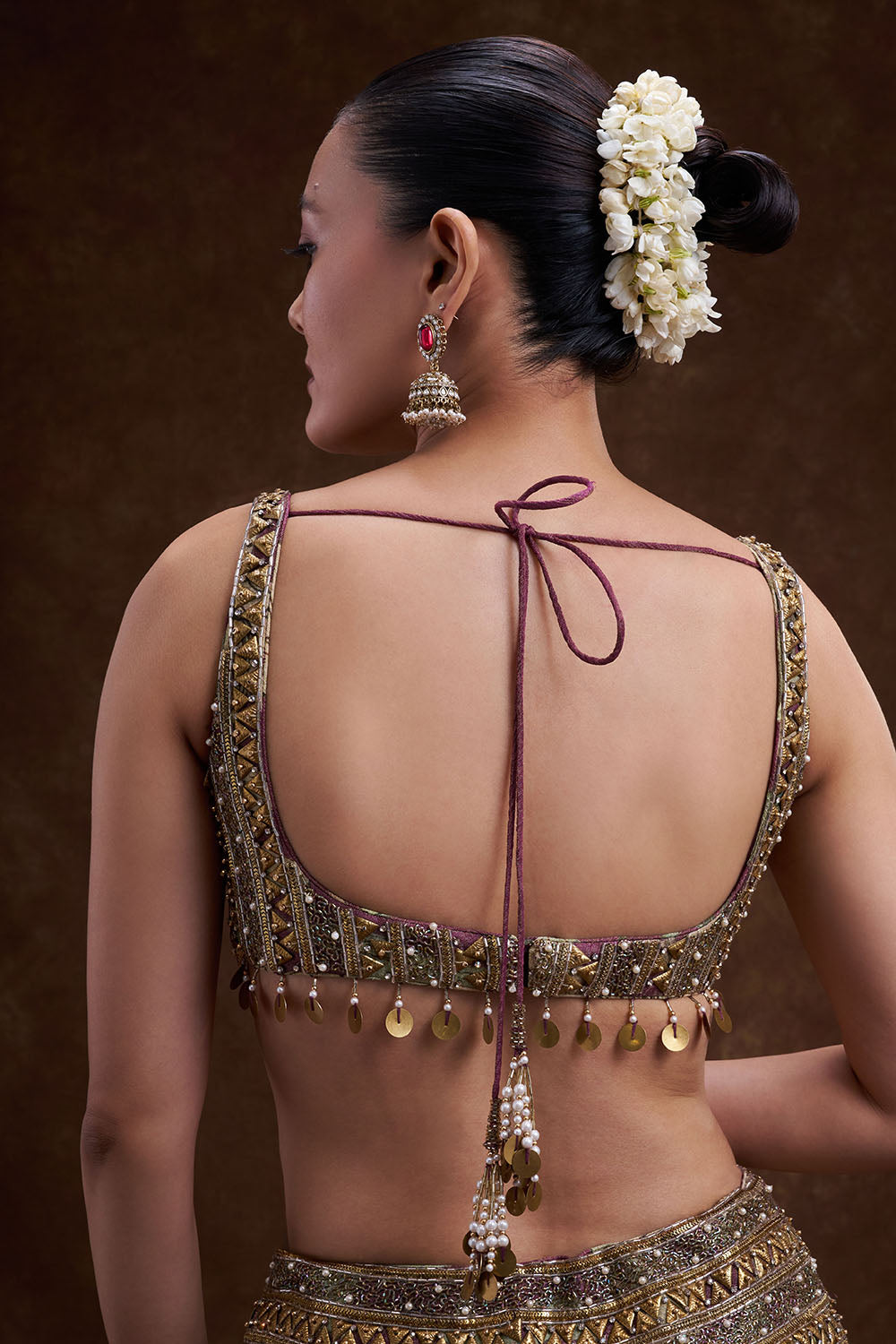 Wine Embellished Lehenga Set