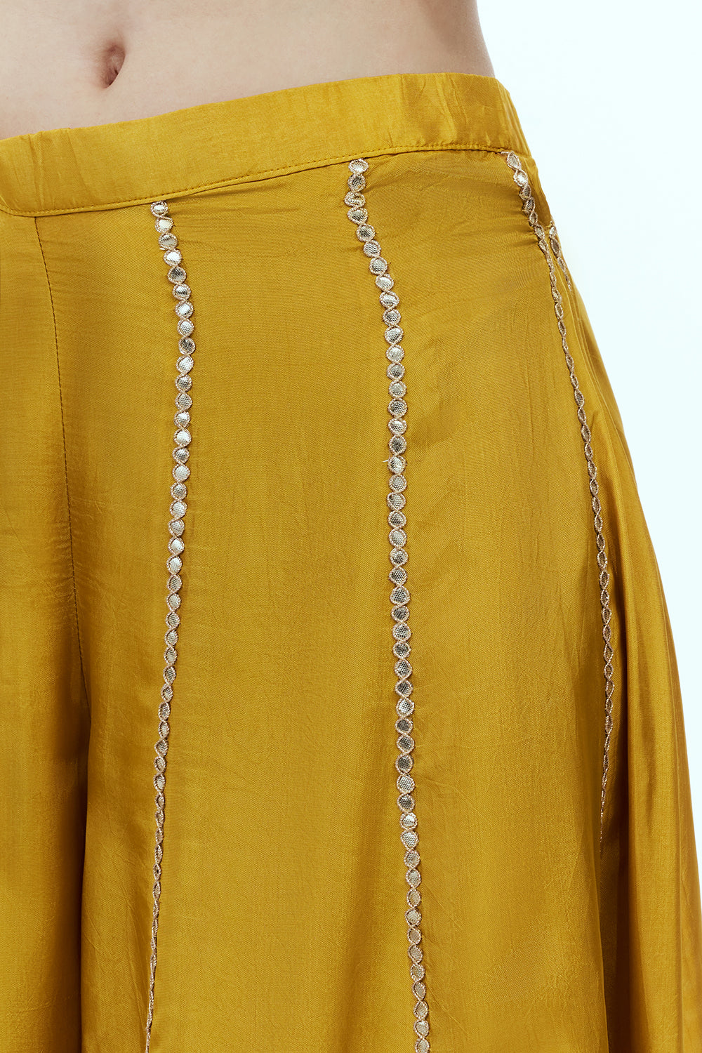 Yellow Art Silk Suit Set with Zardosi Work