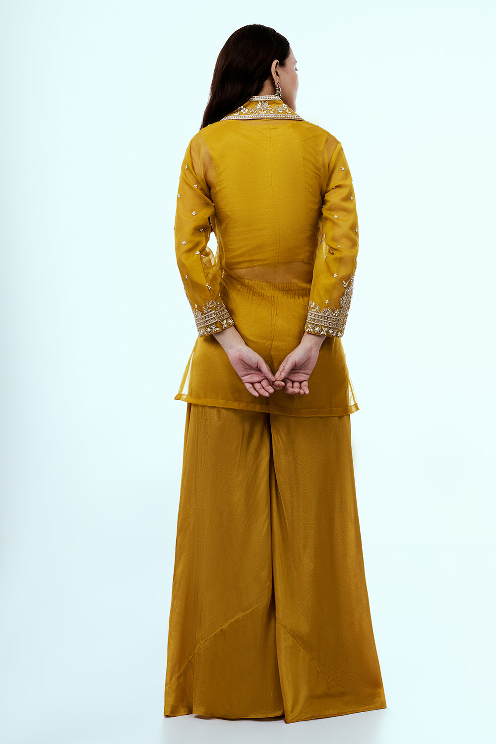 Yellow Uppada Silk Suit Set with Gota Work