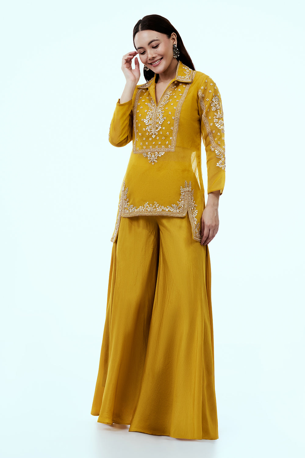 Yellow Uppada Silk Suit Set with Zardosi Work